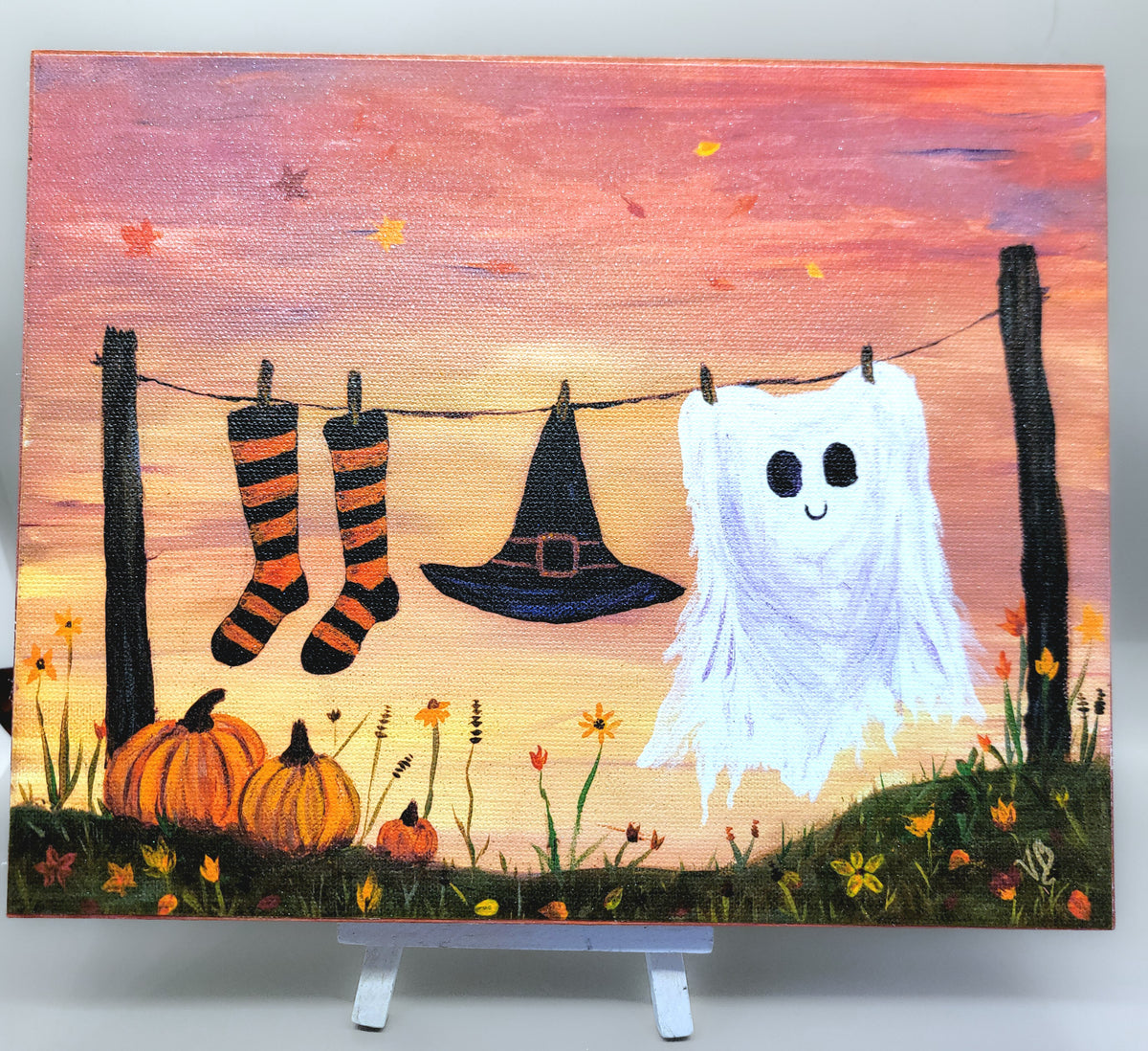Witch's Laundry Day – 8×10 Halloween Canvas Art Print