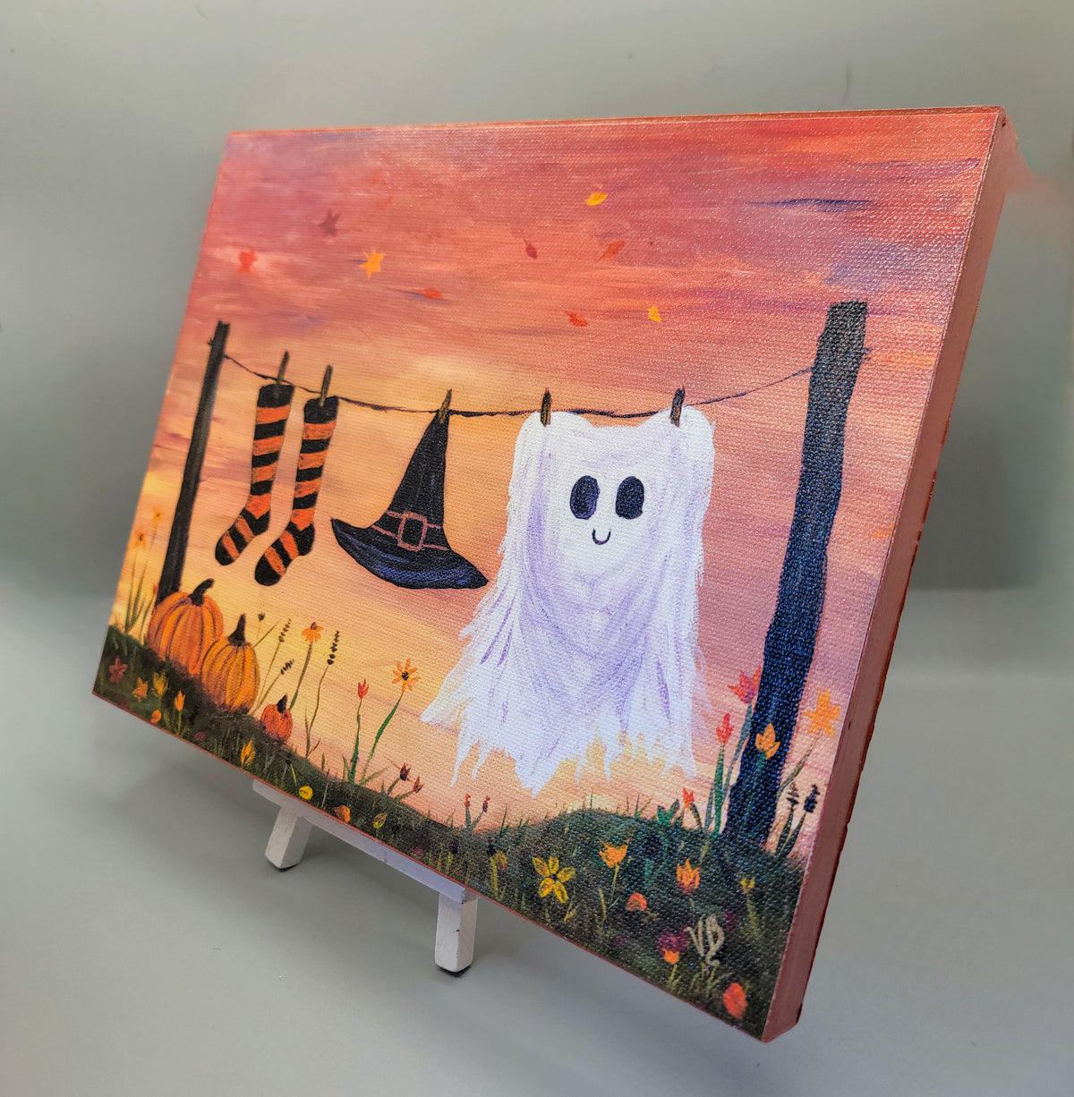 Witch's Laundry Day – 8×10 Halloween Canvas Art Print